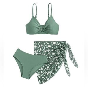 NEW- Girls' 3 Piece Bikini Set - Size: 12/13- Teen